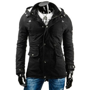 Pánská prošívaná zimní bunda s odnímatelnou kapucí černá - Černá / XXL - DSTREET černá XXL