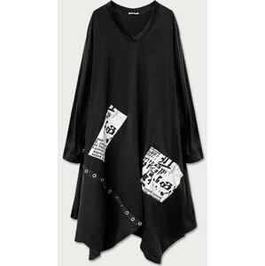 Dlouhé černé bavlněné šaty (50655) Černá jedna velikost