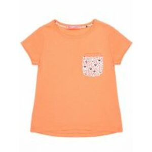 Dívčí oranžové tričko s kapsou 98