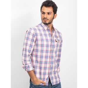 Pánská modrá a růžová kostkovaná košile 3XL