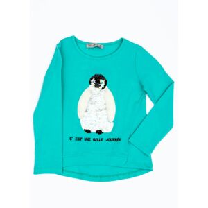 Zelená halenka pro dívku s tučňákem 92