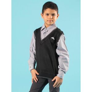 Chlapecký svetr v černé a šedé košili 140
