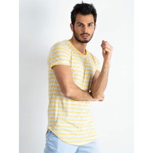 Žluto-šedé pánské pruhované tričko XL