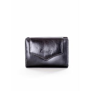 Černá kožená peněženka s klopou ONE SIZE