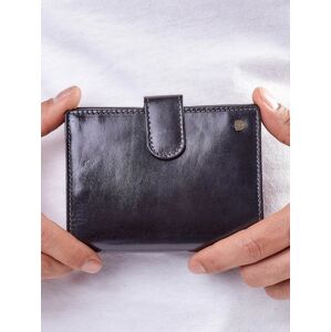 Černá kožená peněženka s ozdobným prošíváním ONE SIZE