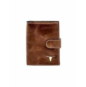 Hnědá kožená stínovaná peněženka s klopou ONE SIZE