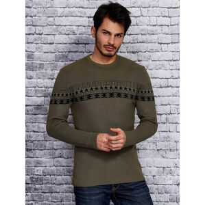 Pánský khaki svetr se vzorovaným motivem XL