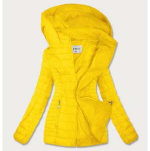 Žlutá prošívaná dámská bunda s kapucí (B0103) žlutá 50