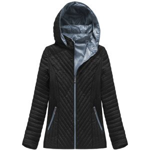 Černá prošívaná bunda s kapucí (XB1501X) černá XXL (44)