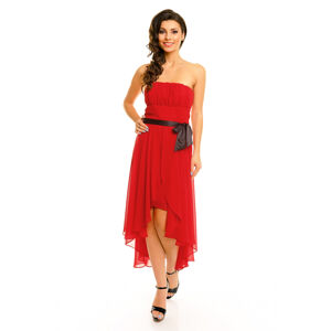 Společenské šaty korzetové MAYAADI s mašlí a asymetrickou sukní červené - Červená - MAYAADI červená XL