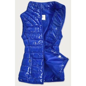 Světle modrá dámská lesklá vesta se stojáčkem (B0107) Modrá M (38)