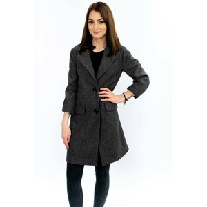Tmavě šedý jednořadový kabát s knoflíky (0760) Šedá L (40)