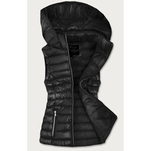 Černá prošívaná lesklá dámská vesta (7000BIG) Černá 50
