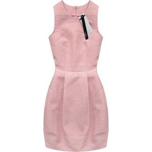 Růžové dámské šaty s vytlačovaným vzorem (3121) růžový S (36)