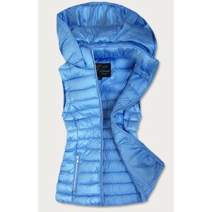 Světle modrá prošívaná lesklá dámská vesta (7000) modrá S (36)