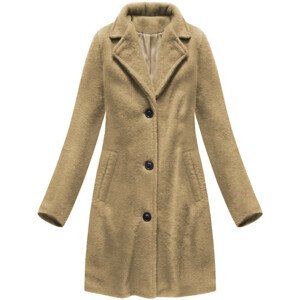 Jednoduchý béžový kabát s knoflíky (23086) béžový M (38)