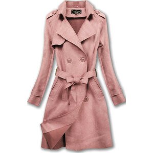 Růžový dámský dvouřadý kabát (6003) růžová L (40)