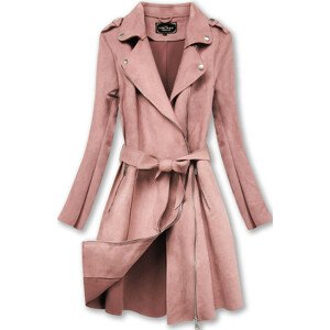 Semišový kabát ve starorůžové barvě (6004BIG) růžová 52