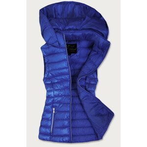 Prošívná lesklá dámská vesta v chrpové barvě (7000BIG) tmavěmodrá 46