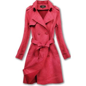 Červený dvouřadový semišový kabát (6003) Červené S (36)