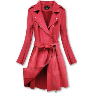 Červený semišový kabát (6004) Červené XXL (44)