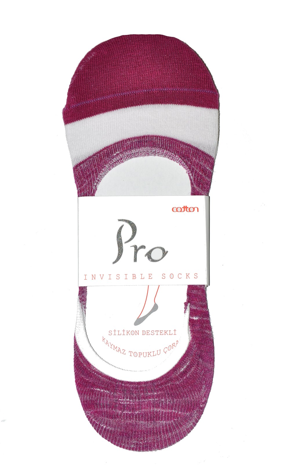 Dámské ponožky baleríny PRO Cotton Women Socks 20417 Silikon 36-40 bílá-kaštanová 36-40