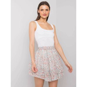 Bílá a růžová mini sukně s malými vzory jedna velikost