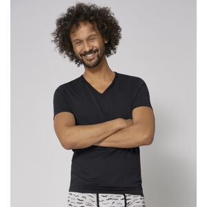 Pánské tričko T-SHIRT SLOGGI MEN GO SHIRT V-NECK REGULAR Černá XL