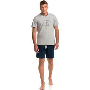 Vamp - Pohodlné dvoudílné pánské pyžamo 14750 - Vamp gray melange m