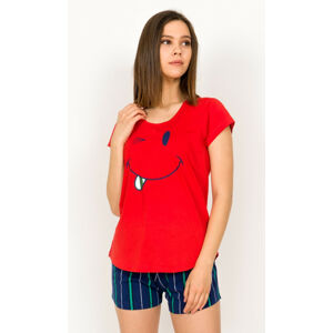 Dámské pyžamo šortky Eva - Vienetta červeno-modrá M