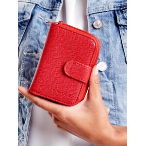 Červená kožená peněženka s klopou jedna velikost