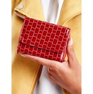 Červená peněženka s reliéfním geometrickým vzorem jedna velikost