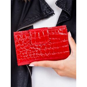 Dámská červená reliéfní peněženka s klopou jedna velikost