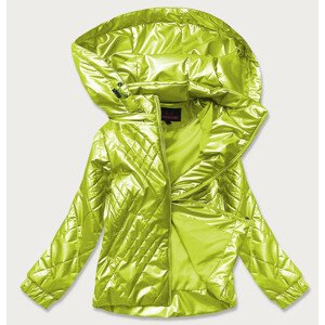Lesklá dámská bunda v limetkové barvě (2021-02) Limetka XXL (44)