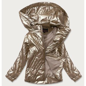 Lesklá dámská bunda v kapučínové barvě (2021-02) hnědý XXL (44)
