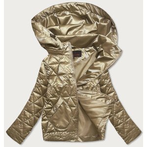 Zlatá metalická dámská bunda s kapucí (2021-01) Zlatý S (36)