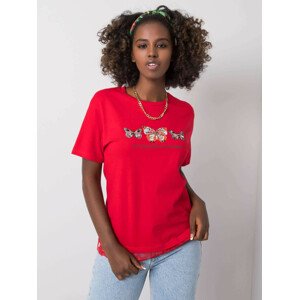 Dámské bavlněné tričko s aplikacemi SS21TX42 - FPrice červená M