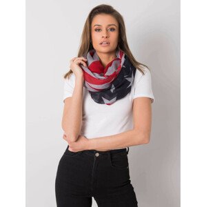 Červený a šedý dámský šátek jedna velikost