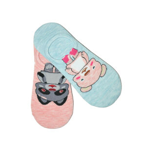 Dámské ponožky baleríny WiK 0144 Midini Yunior Animal A'2 šedo-růžová 36-38