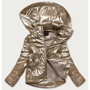 Lesklá dámská oversize bunda v barvě kapučíno (2021-06) hnědý XXL (44)