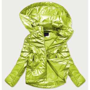 Lesklá dámská oversize bunda v limetkové barvě (2021-06BIG) Zelený 46