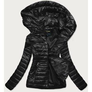 Černá prošívaná dámská bunda s kapucí (6366) Černá M (38)
