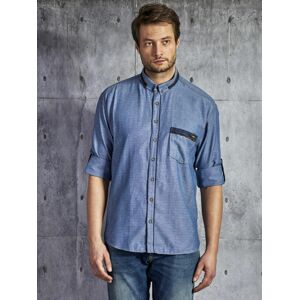 Pánská džínová bavlněná košile 17212 - FPrice jeans-modrá 3XL