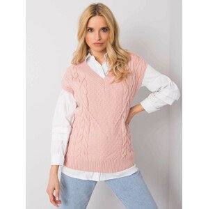 Pudrově růžová pletená vesta s copánky jedna velikost