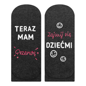 Ponožky se životními instrukcemi SOXO - "PRZERWA" ("Přestávka") grafit 35-40