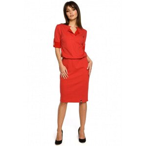 B056 Pletené košilové šaty - červené EU S