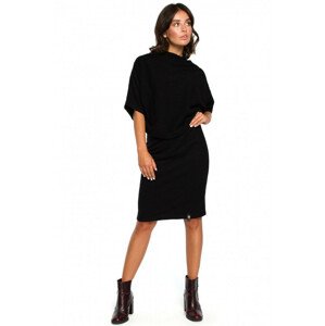 B097 Blouson top a pružné tužkové sukně šaty EU S / M Černá