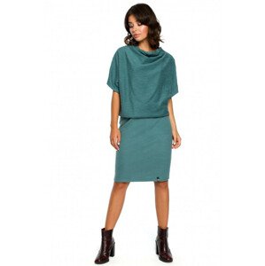 B097 Blouson top a pružné tužkové sukně šaty EU 2XL / 3XL tyrkysový