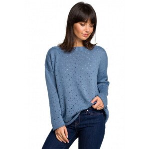 BK019 Otevřený pletený svetr - modrý EU UNI