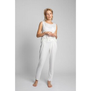 LA025 Viskózové pyžamové kalhoty - ecru barva EU L